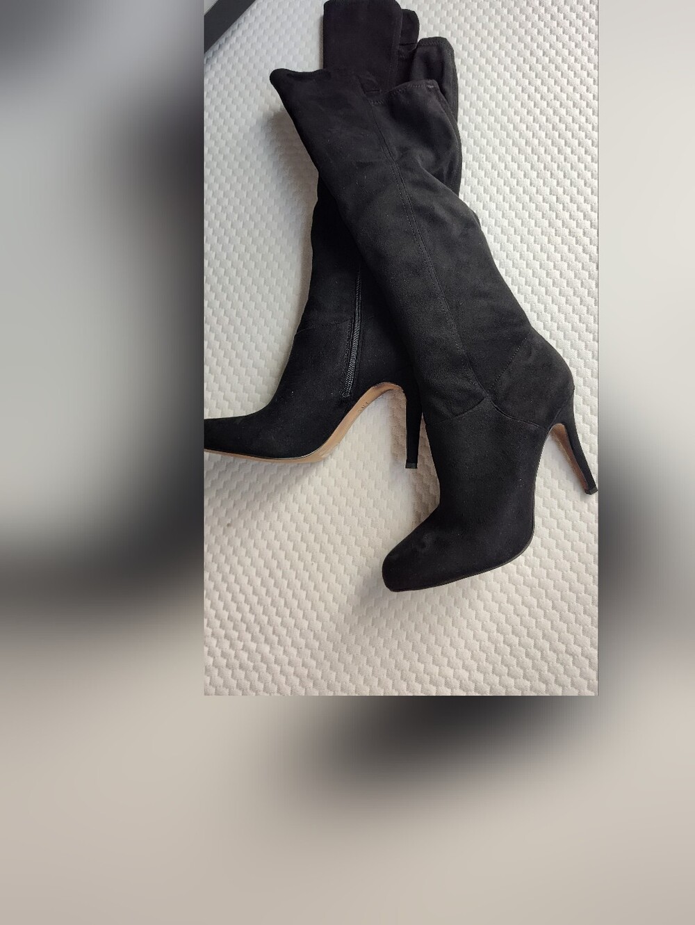 INC International Concepts Black Suede Over-the-Knee Stiletto Boots Size 9